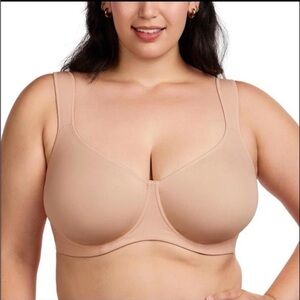 HSIA Minimizer Full Coverage underwires adjustable strap bra Taupe Beige